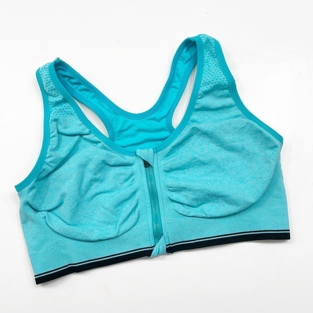 Sayfut bright blue zippered sports bra